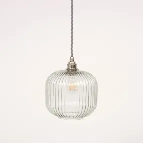 Small Clear Reeded Glass Pendant Light