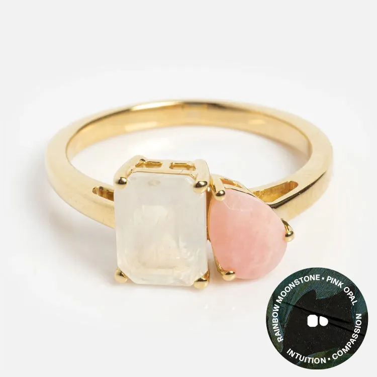 Solid Gold Toi et Moi Colorful Gemstone Ring