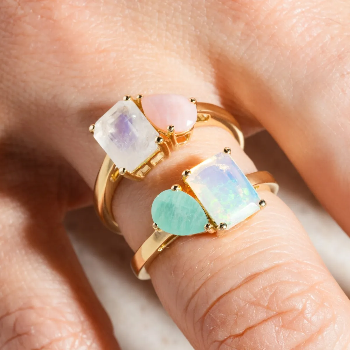 Solid Gold Toi et Moi Colorful Gemstone Ring