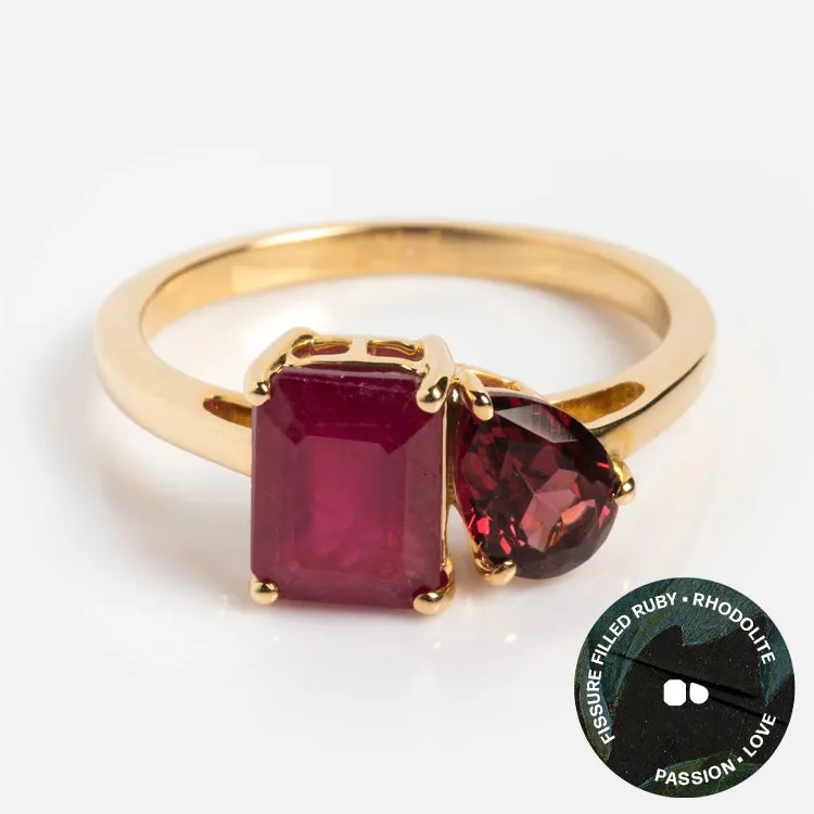 Solid Gold Toi et Moi Colorful Gemstone Ring