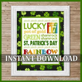 St. Patrick's Day or March Subway Art PRINTABLE