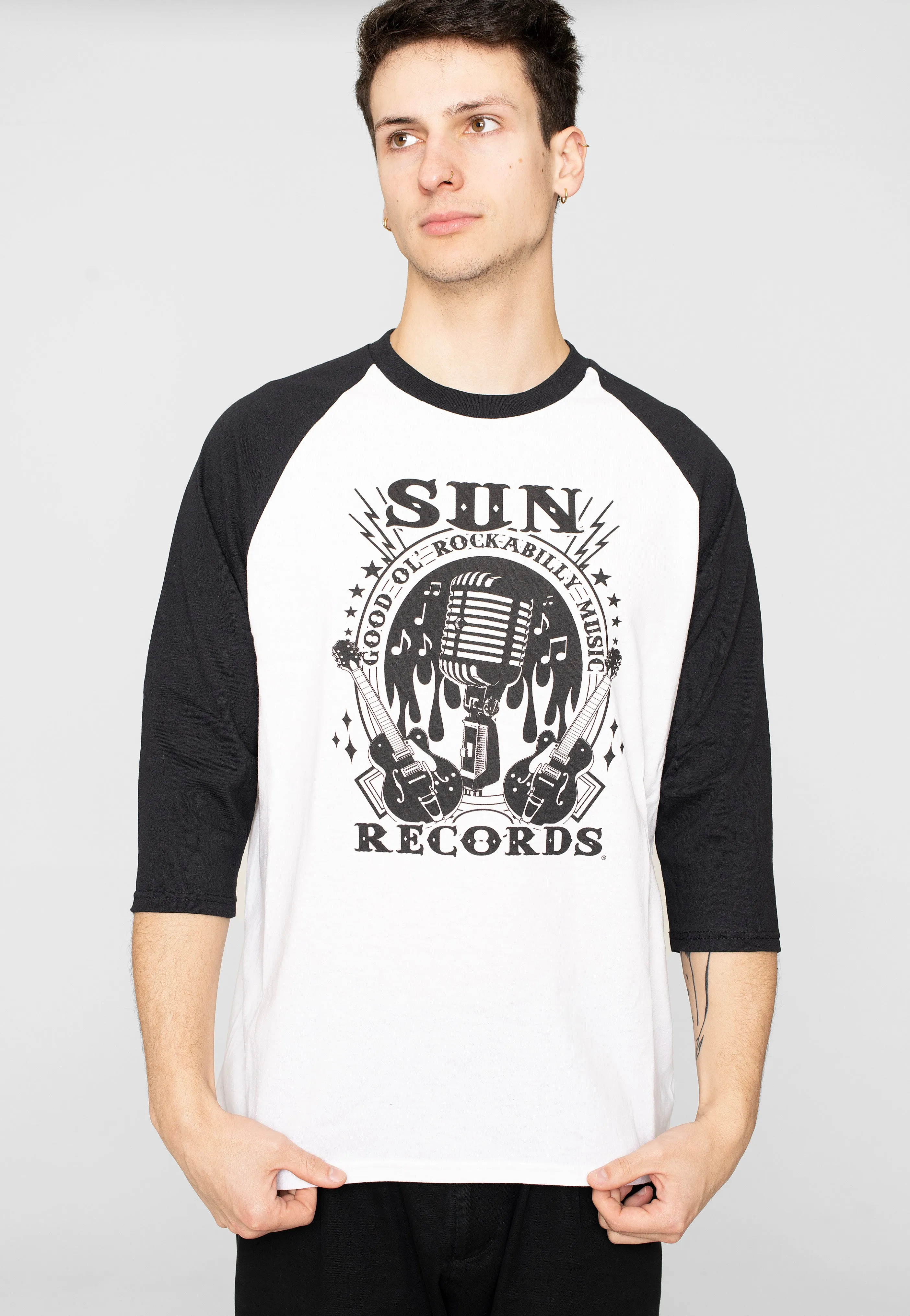 Steady Clothing - Rockabilly Music Raglan Black - Longsleeve