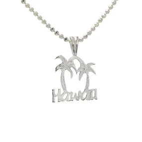 Sterling Silver HAWAII Palm Tree Pendant (Chain Sold Separately)