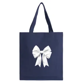 STOFNET - SATIN BOW (hvid), NAVY