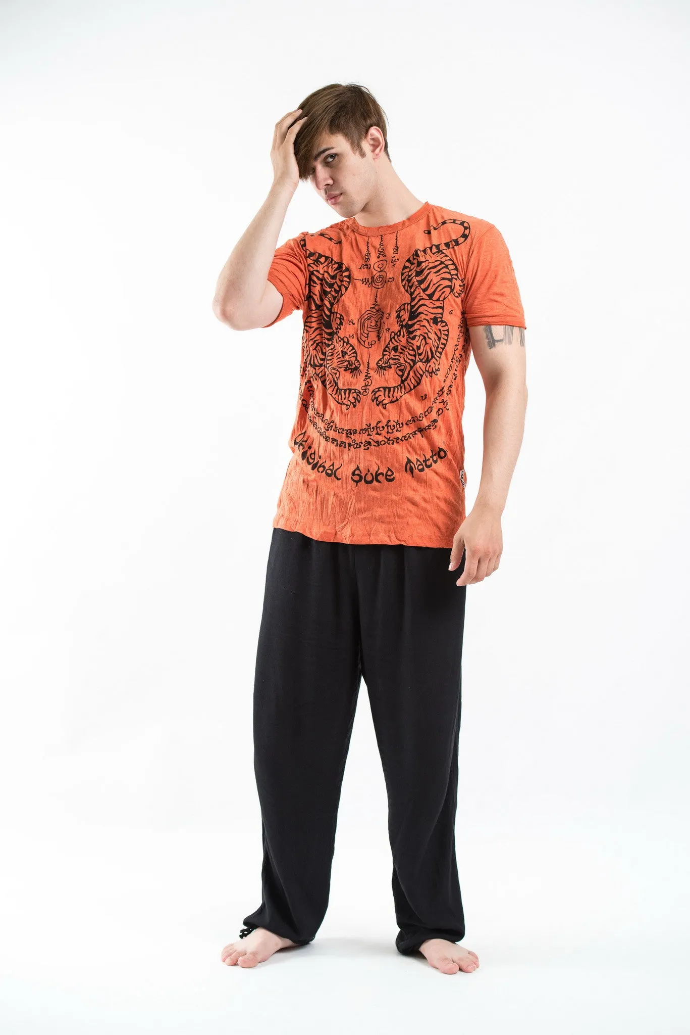 Sure Design Men's Thai Tattoo T-Shirt Orange