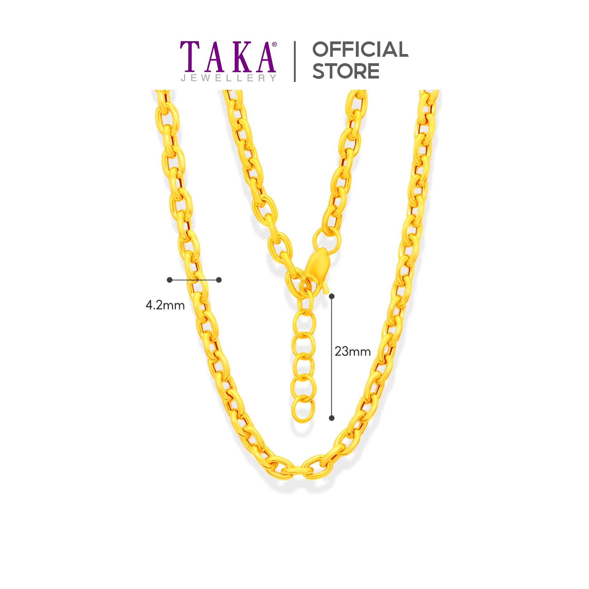 TAKA Jewellery 916 Gold Long Necklace Links