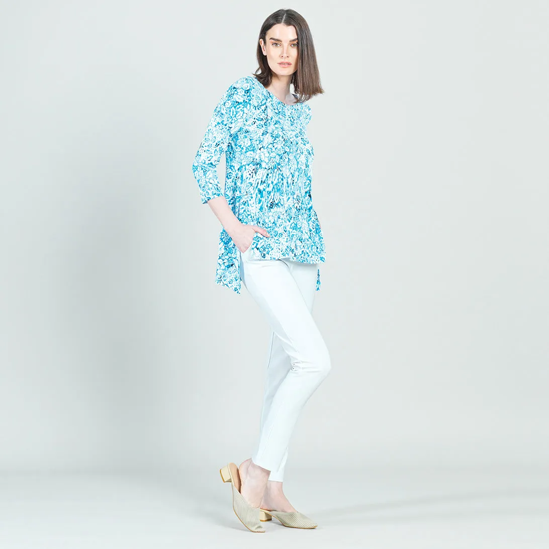 Textured Parachute Hem Tunic - Floral Rain-Turquoise - Final Sale!