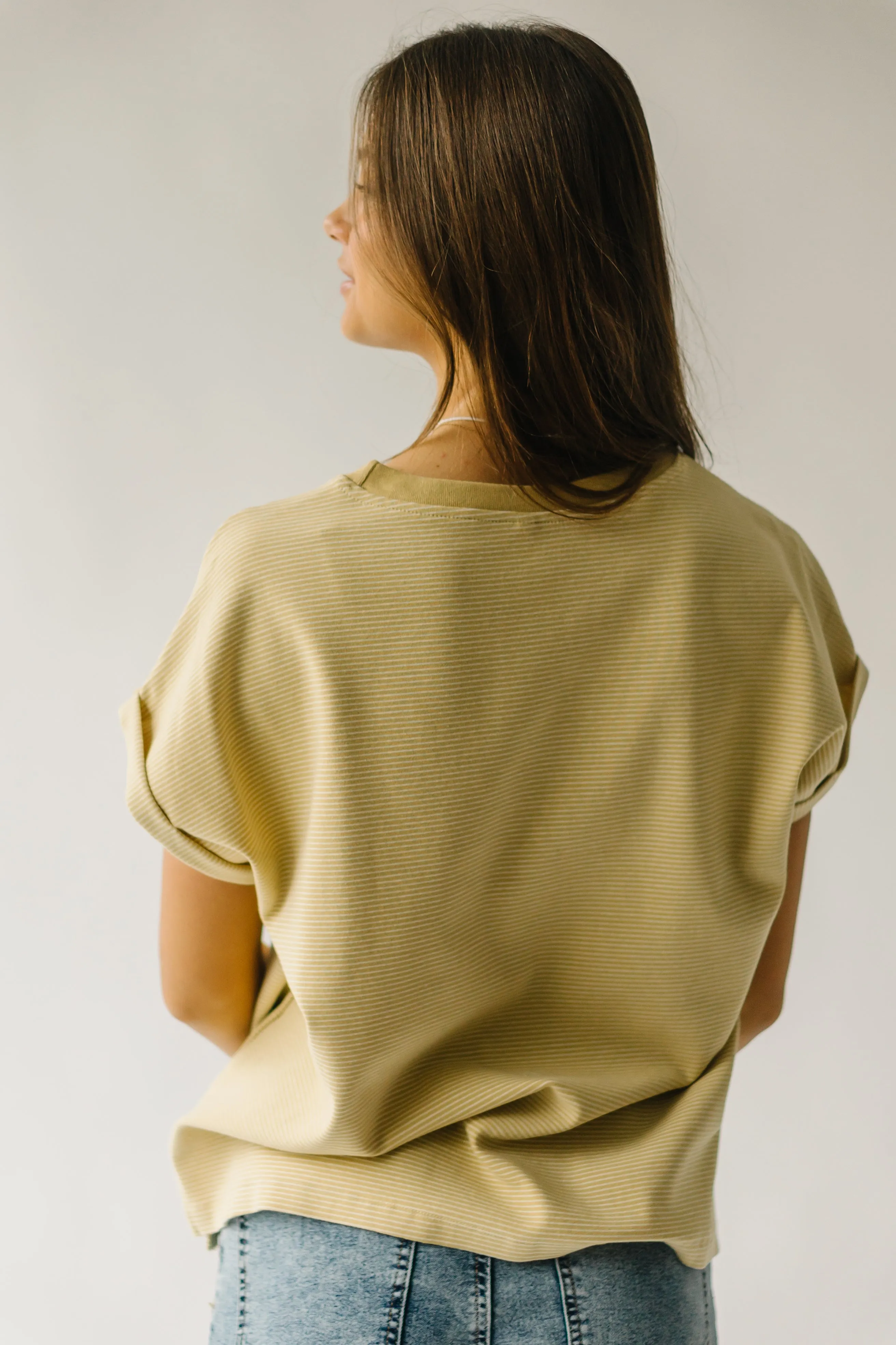 The Rendon Striped Dolman Tee in Honey   White