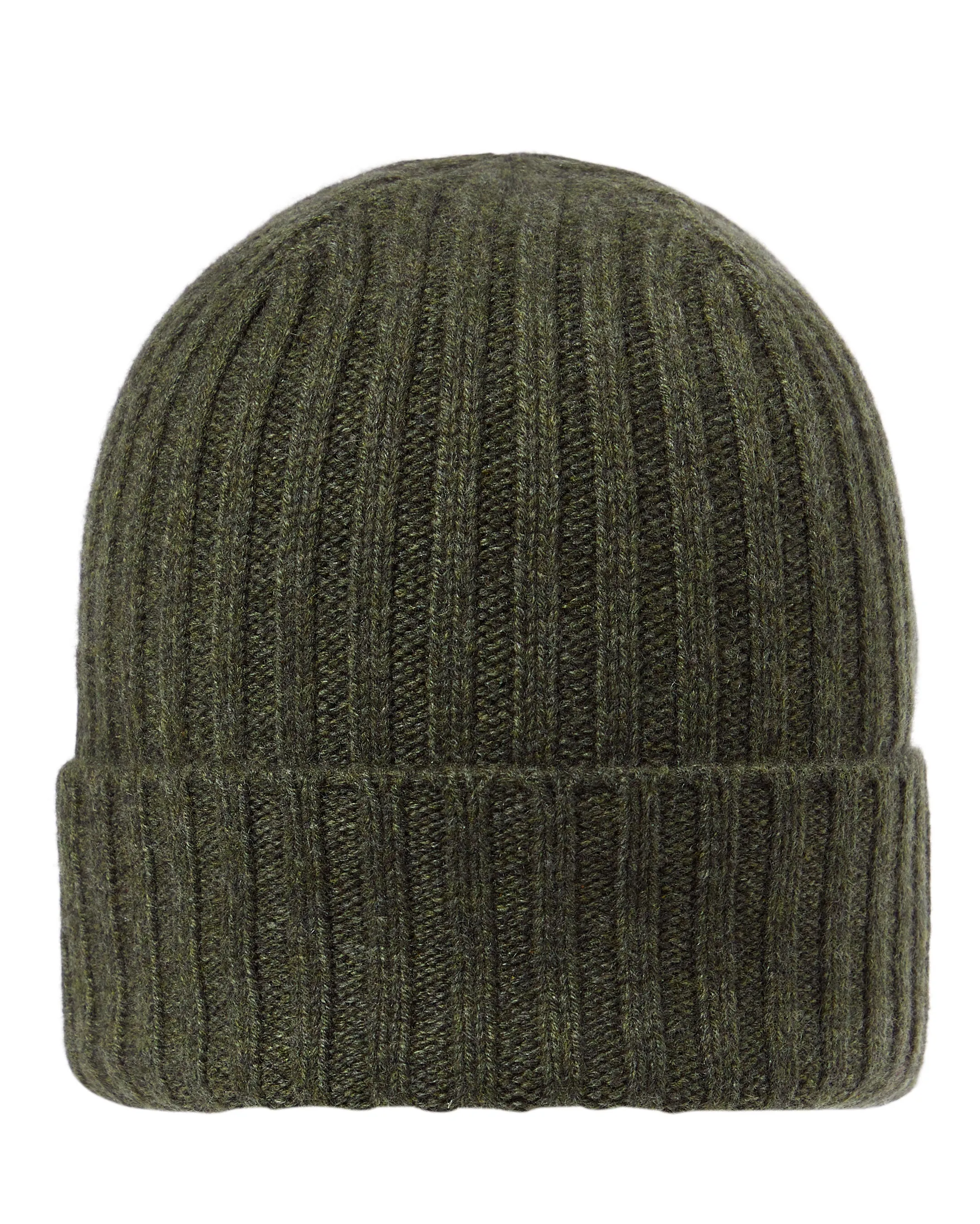 Unisex Chunky Ribbed Cashmere Hat Moss Green