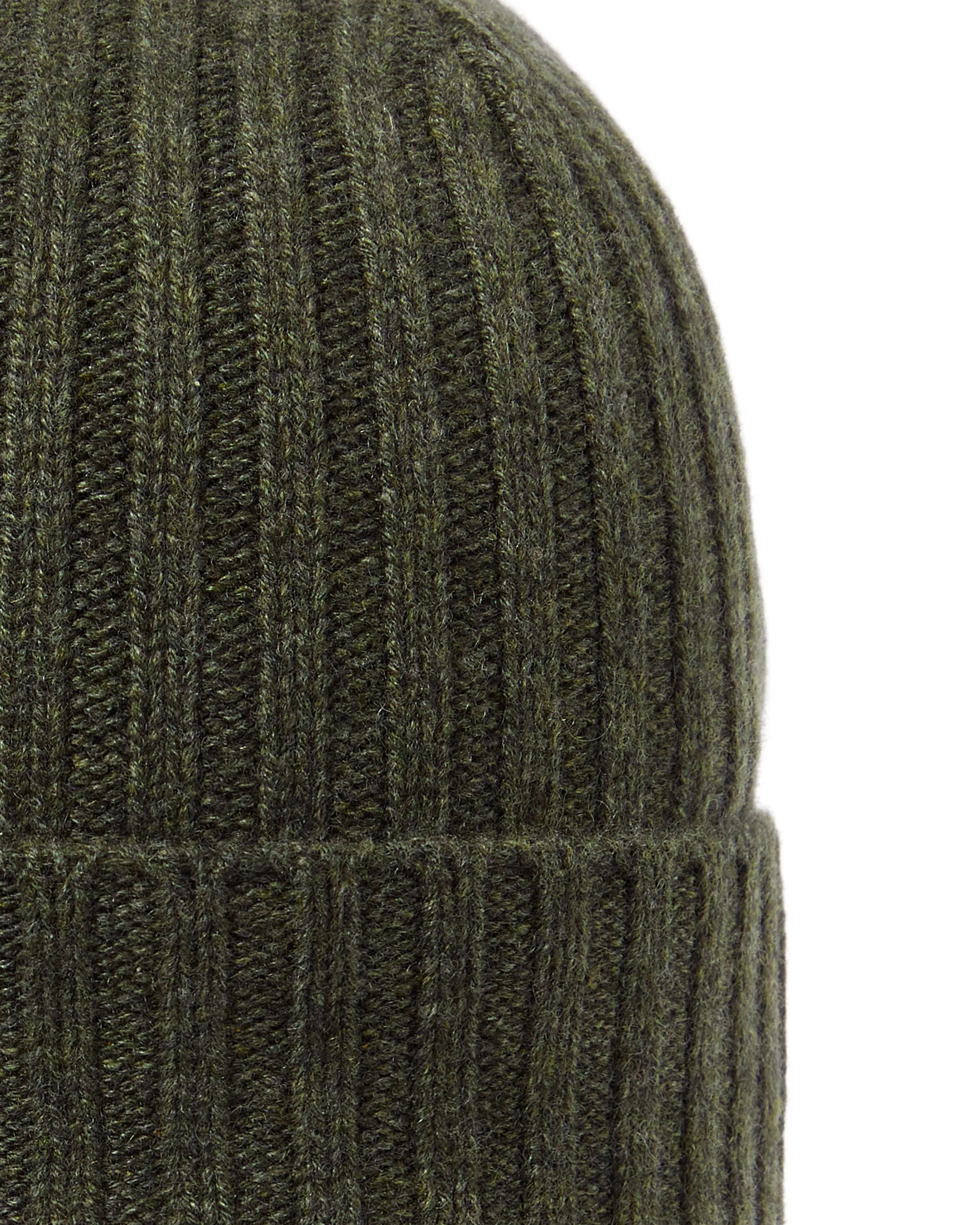 Unisex Chunky Ribbed Cashmere Hat Moss Green