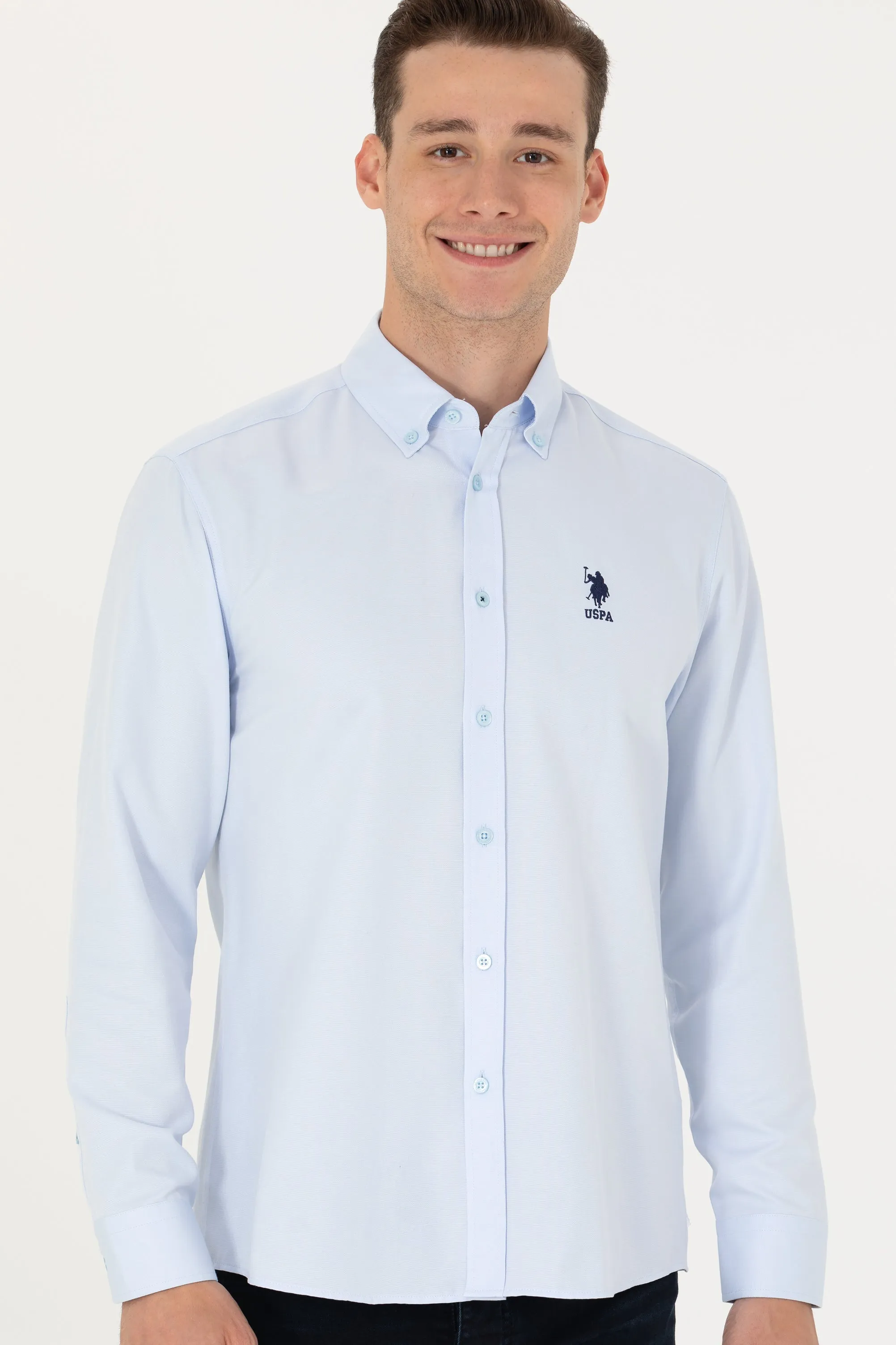 US Polo Assn. Men Shirt Slim Full Sleeve Light Blue VR003 USPSH332 USPA