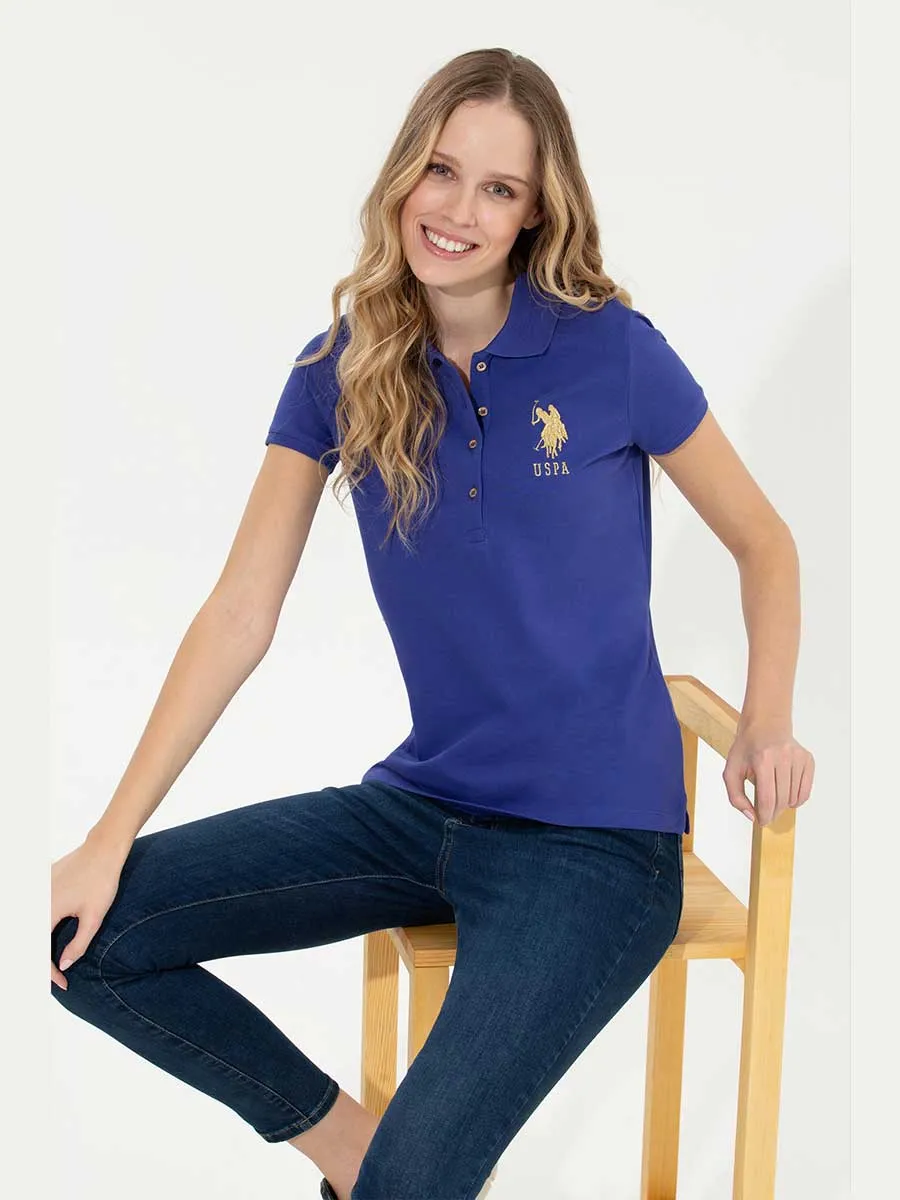 USPA Polo Shirt Women Gold Royal Blue VR212 USPOW050 Polo Big Pony US Polo Assn.