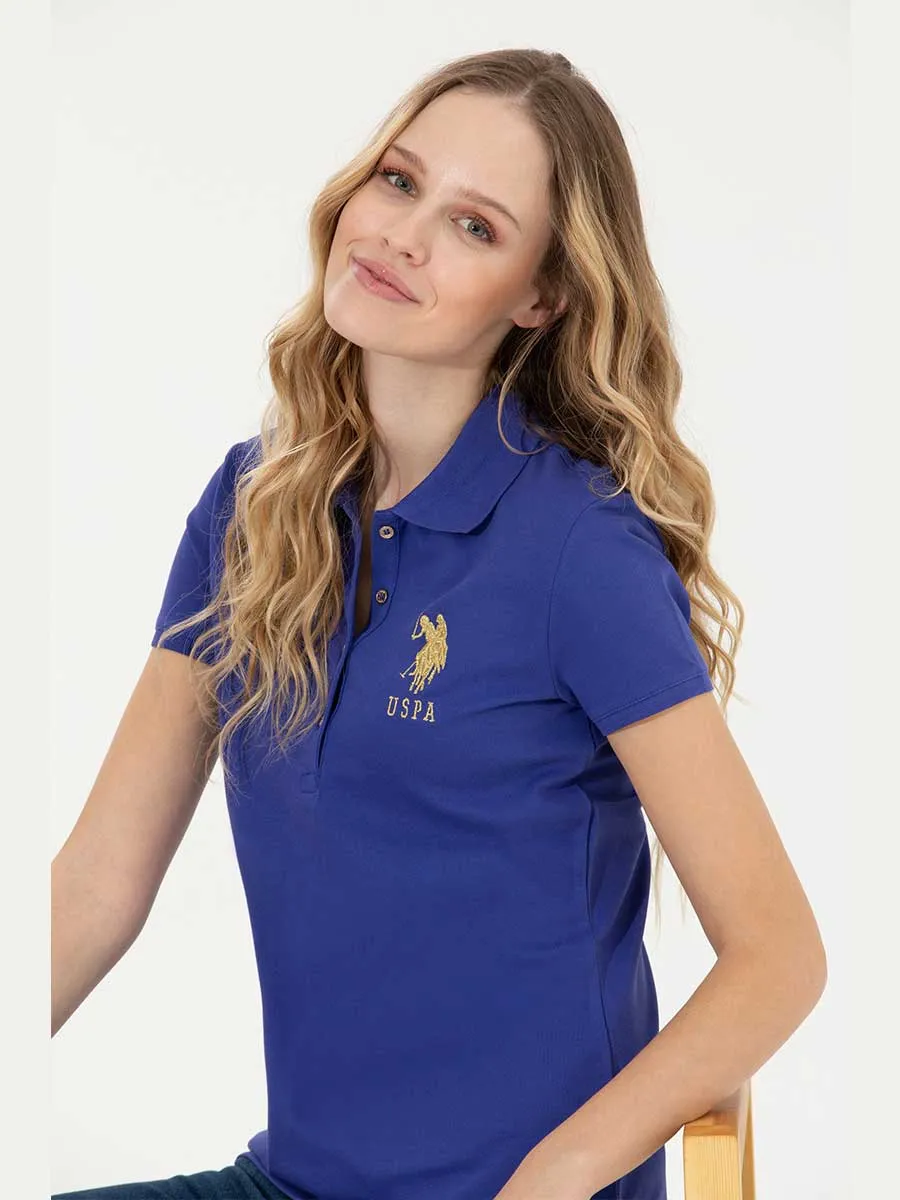 USPA Polo Shirt Women Gold Royal Blue VR212 USPOW050 Polo Big Pony US Polo Assn.