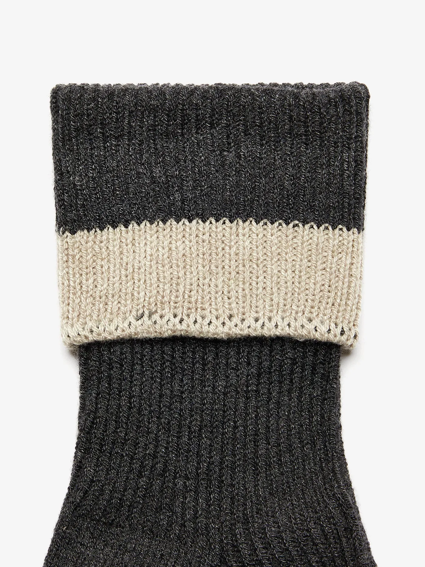 Varley Kerry Plush Roll Top Sock - Charcoal/Sandshell - S/M