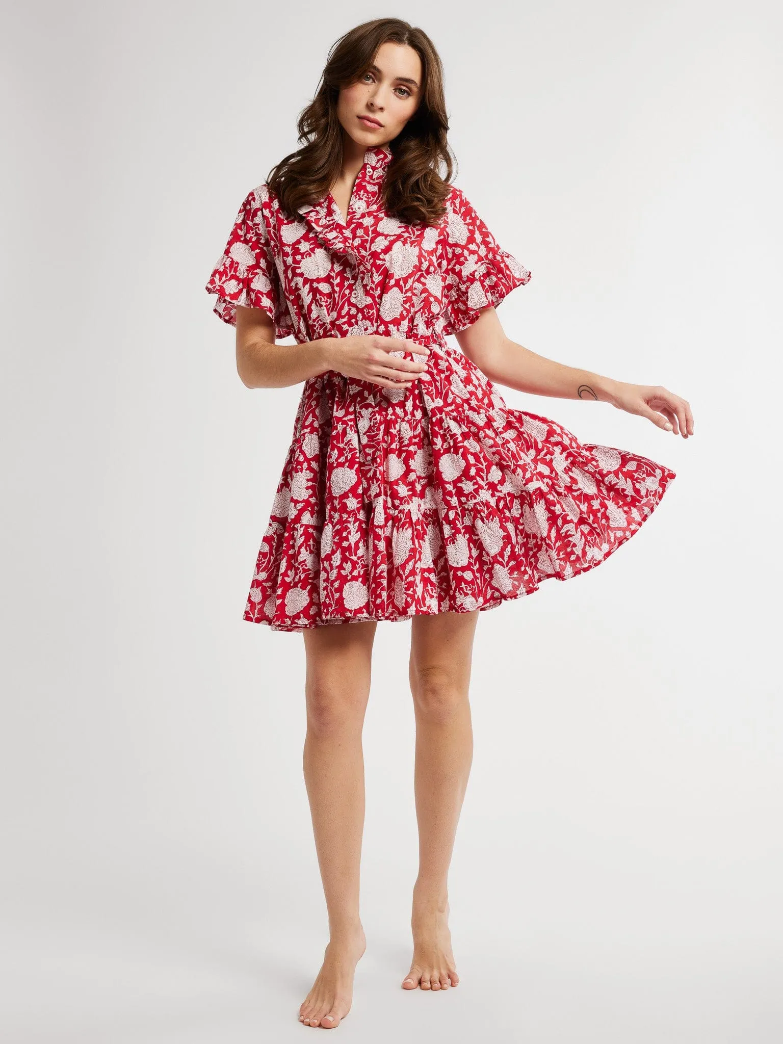 Violetta Dress in Red Zinnia