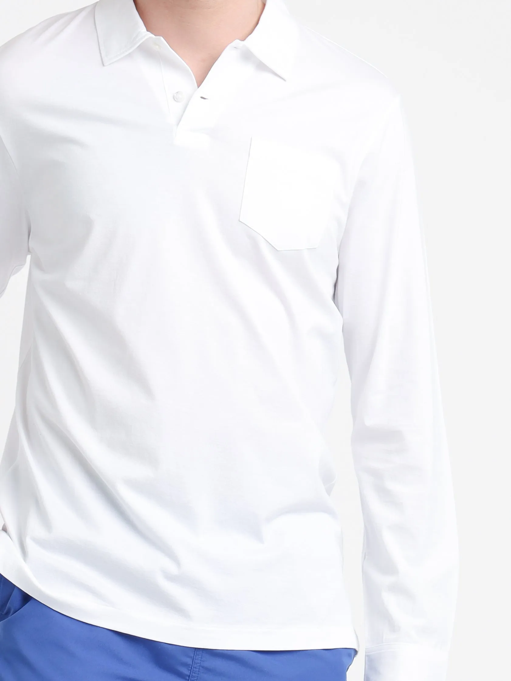 White Lisle Pocket Polo Shirt