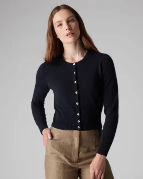 Women's Ivy Cropped Cashmere Cardigan Navy Blue